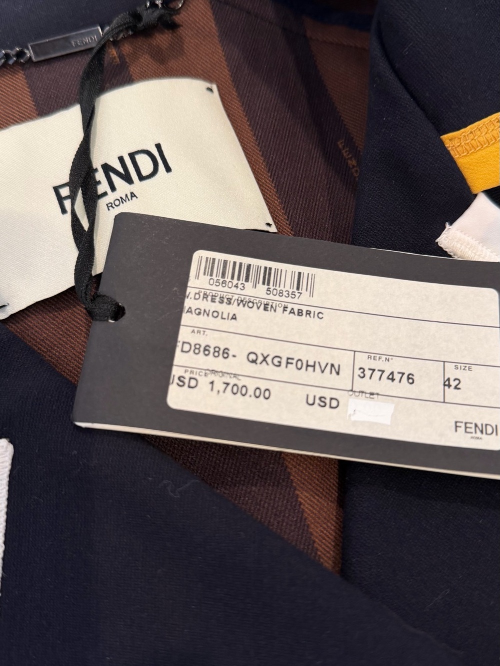 Fendi Women's Navy-Black Contrast-Trim Jacket with mustard-Yellow Accents NWT - Picture 5 of 6